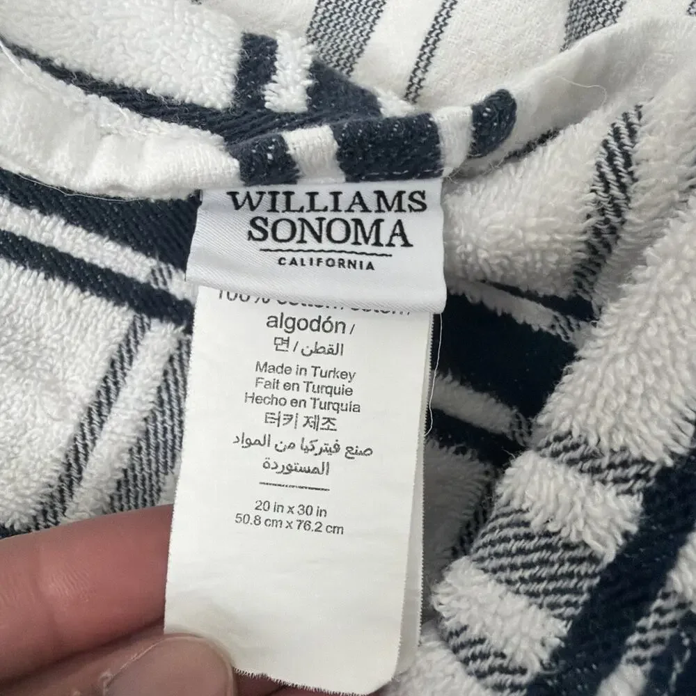 Williams Sonoma Navy Blue/White Cotton Dish Towels - 3 Pieces